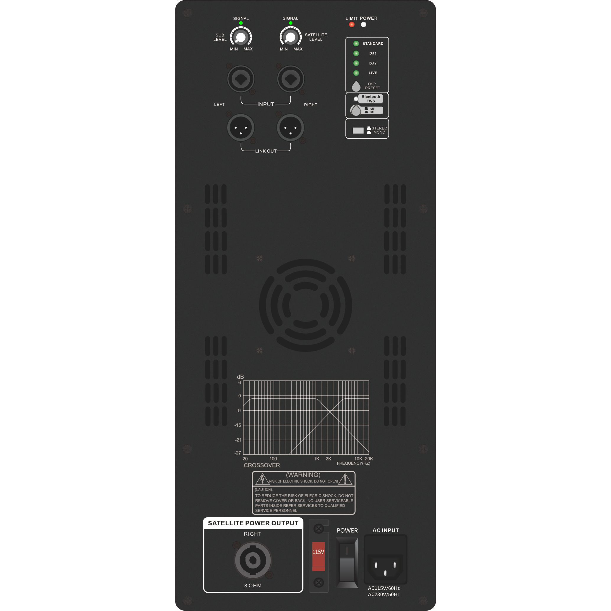 Sraith DSP1903SUB Córas Cainéal Cumhachtaithe Subwoofer 1.1 / 2.1 / 2.2