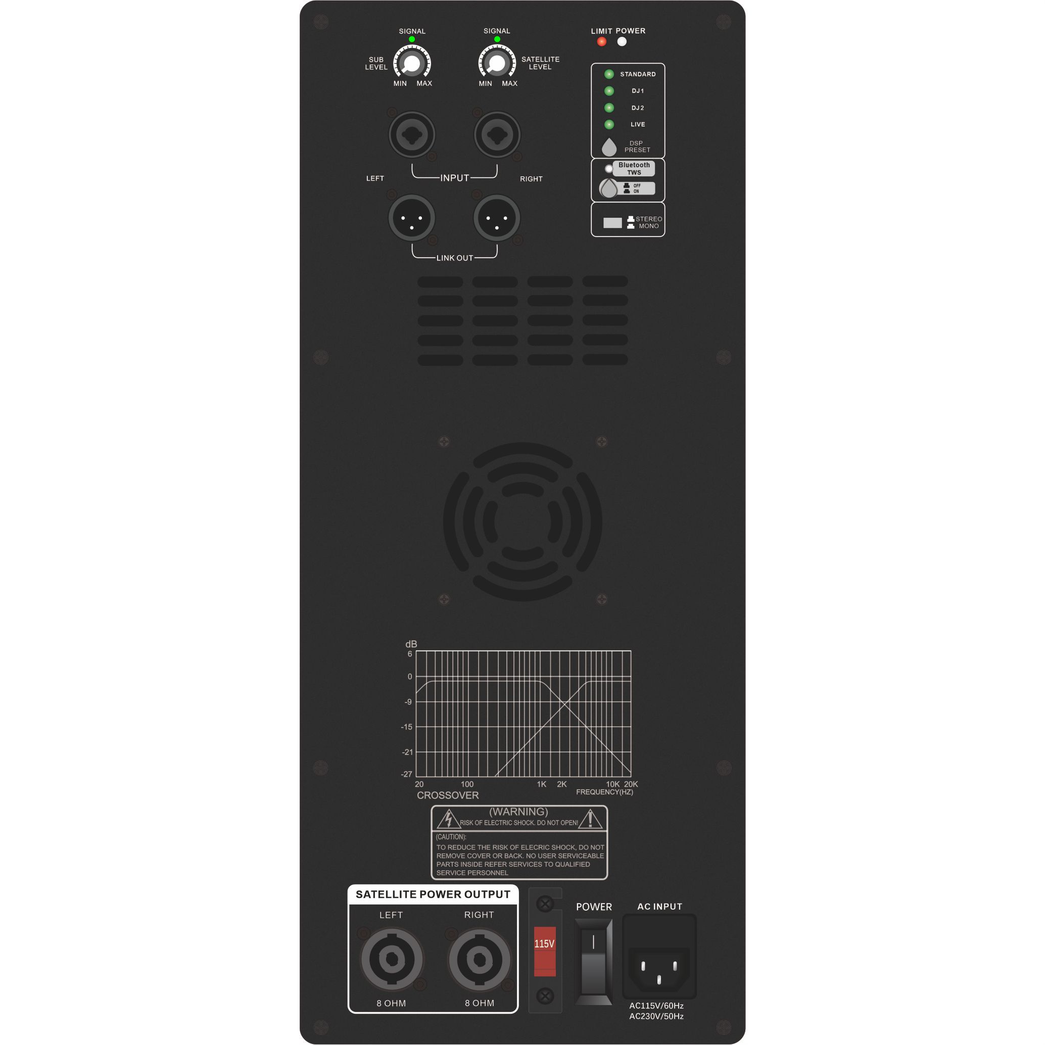 Sraith DSP1903SUB Córas Cainéal Cumhachtaithe Subwoofer 1.1 / 2.1 / 2.2