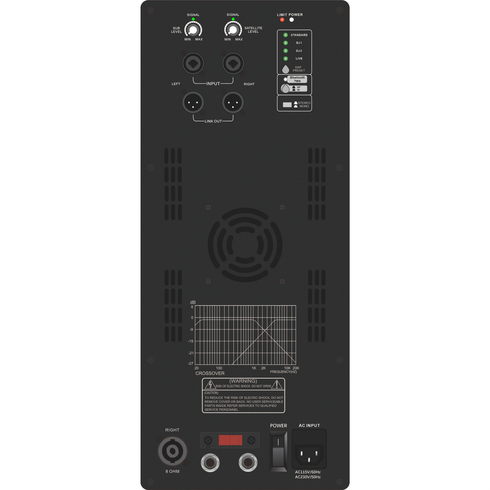 Sraith DSP1903SUB Córas Cainéal Cumhachtaithe Subwoofer 1.1 / 2.1 / 2.2