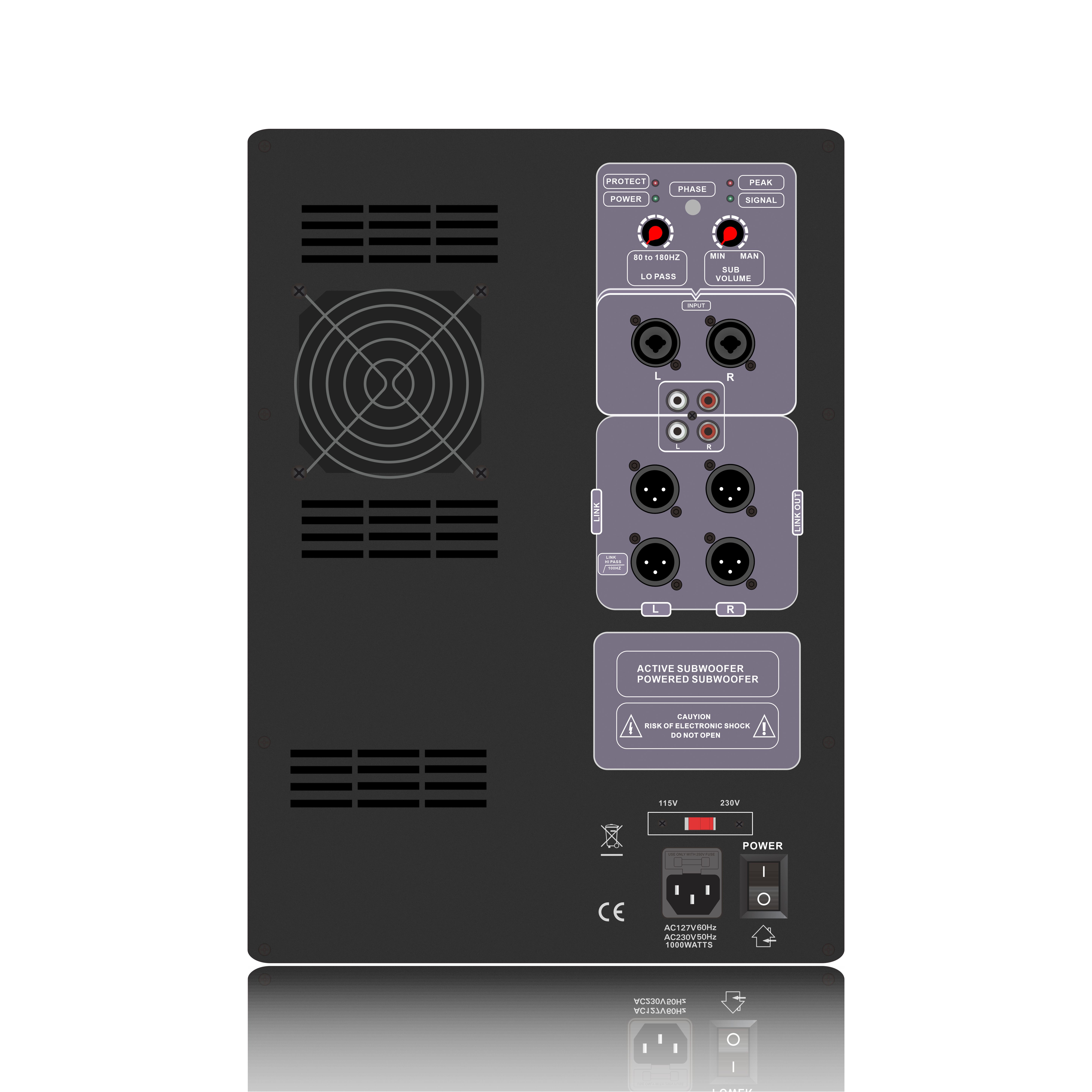 Subwoofer cumhachtach 1.0 cainéal SUB18-600