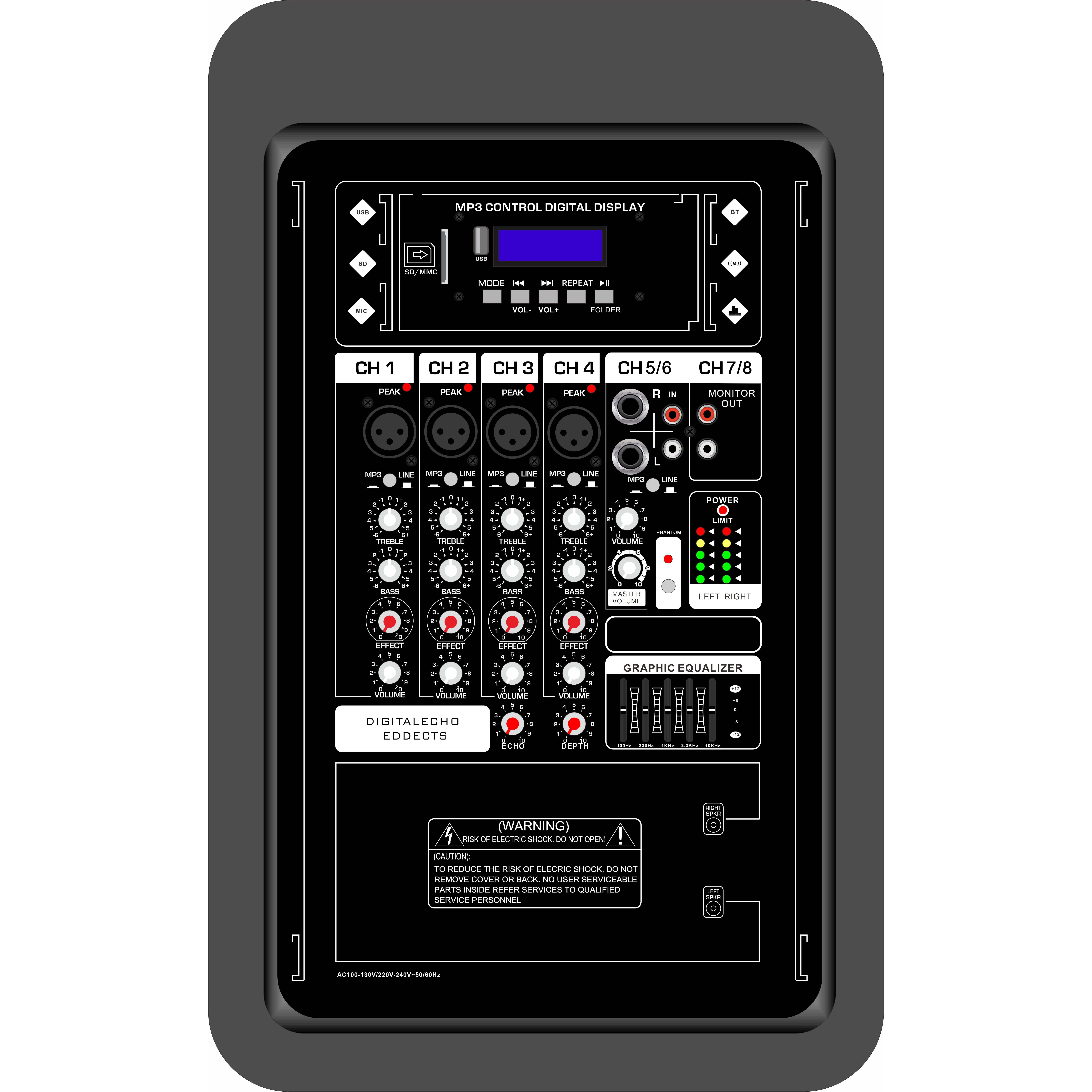Dlúth 10 orlach DÓ-BHEALACH Córas Córas Powered Meascthóir Amplifier EON210A