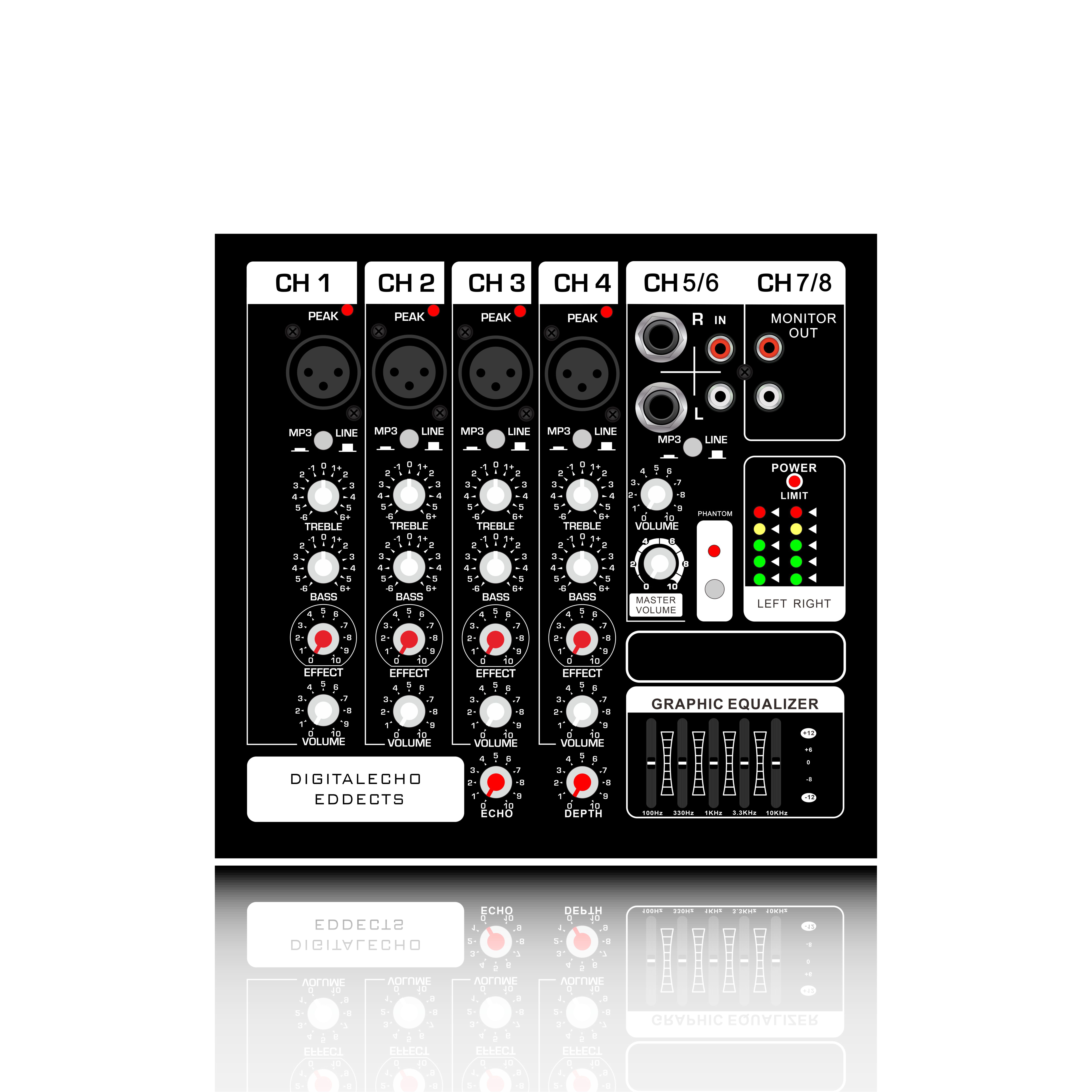 Dlúth 10 orlach DÓ-BHEALACH Córas Córas Powered Meascthóir Amplifier EON210A
