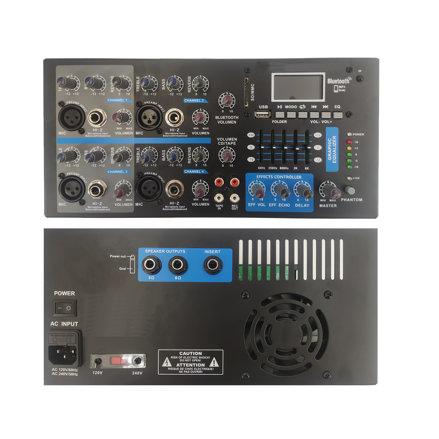 4 Amplifier Meascthóir Karaoke Bluetooth Powered Cainéal SB4200